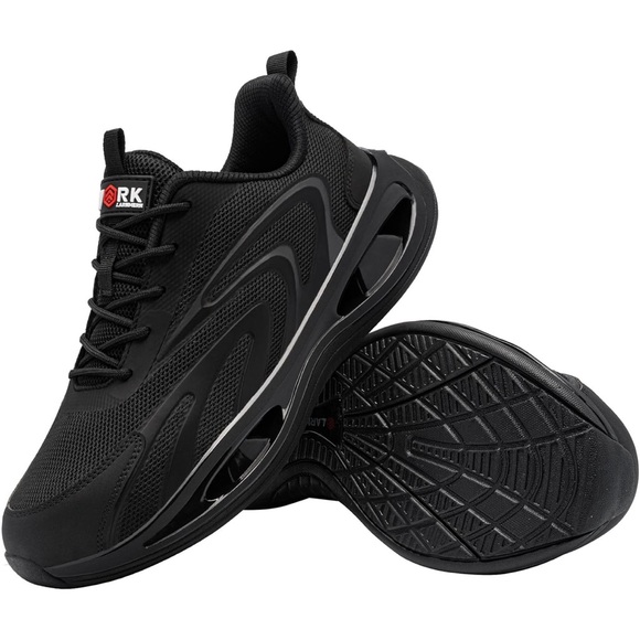 🅢🅐🅛🅔 🌻 NEW!! ✮ LARNMERN Black Casual Low Top Mesh & TPU & EVA Steel Toe Shoes - Picture 1 of 10
